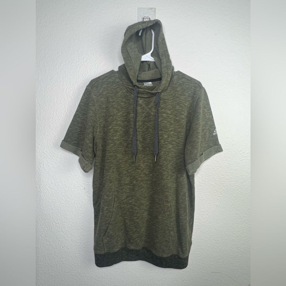 Adidas short sleeve hooded olive sweater size M